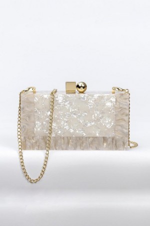 White Luxe Marble Clutch