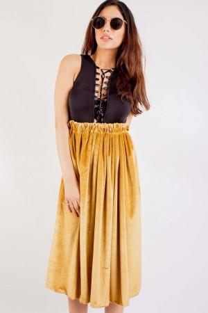 Luxe Gold Velvet Skirt